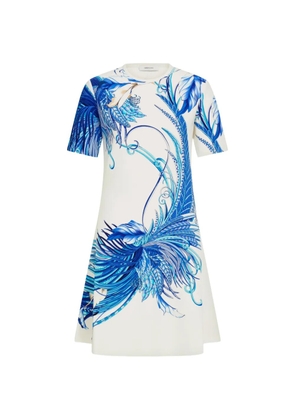 Ferragamo feather show print dress - White