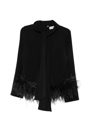 P.A.R.O.S.H. feather-trim pussy-bow blouse - Black