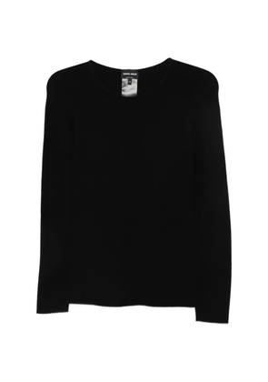 Giorgio Armani fine-knit round-neck sweater - Black