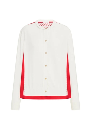 Ferragamo feather show print crew-neck cardigan - White