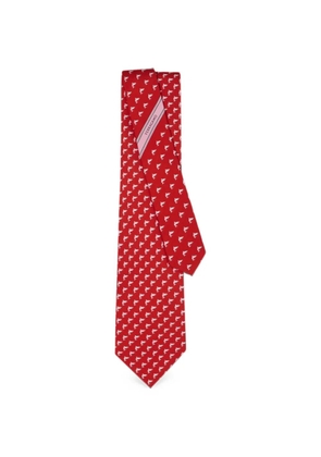Ferragamo shark-print silk tie - Red