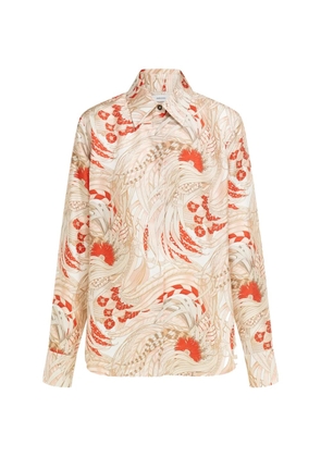 Ferragamo rooster-print silk twill shirt - Neutrals