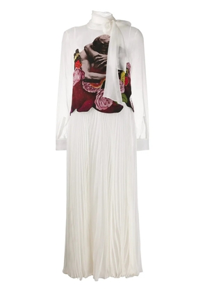Valentino Garavani Lovers appliqué pleated dress - White