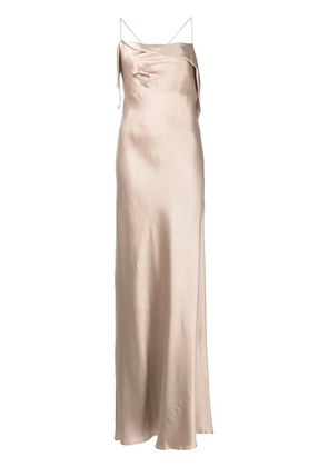 Michelle Mason silk cowl neck gown - Neutrals
