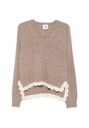 The Garment Como crochet-trim V-neck sweater - Neutrals