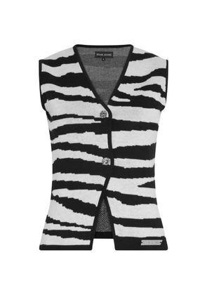 Izaak Azanei zebra-print knitted vest - White