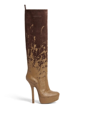 DSQUARED2 120mm painterly-print leather boots - Brown