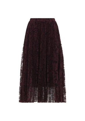 Ermanno Scervino pleated lace-overlay midi skirt - Red