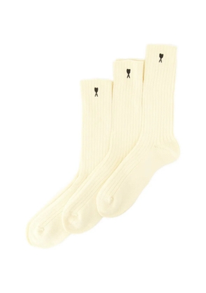 AMI Paris Ami de Coeur ribbed socks (set of three) - Neutrals