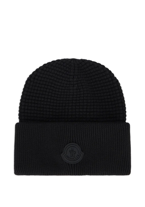 Moncler logo-patch beanie hat - Black