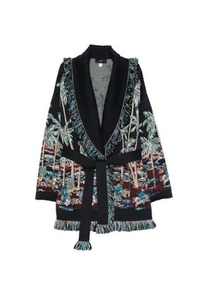 Alanui The Tale Of A Hawaiian palm-tree intarsia fringed-trim cardigan - Blue