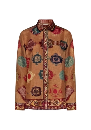 Pierre-Louis Mascia geometric-print silk shirt - Neutrals