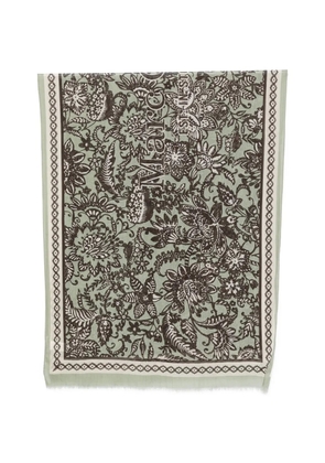 Marc O'Polo floral-print frayed-edge scarf - Green