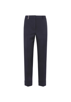 Peserico bead-embellished turn-up trousers - Black