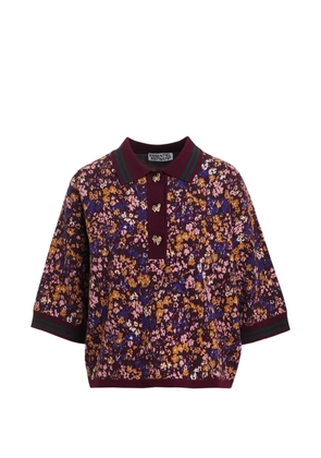 Essentiel Antwerp Kartos floral-print bow-button polo top - Purple