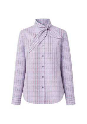 Essentiel Antwerp check-pattern pussy-bow shirt - Blue
