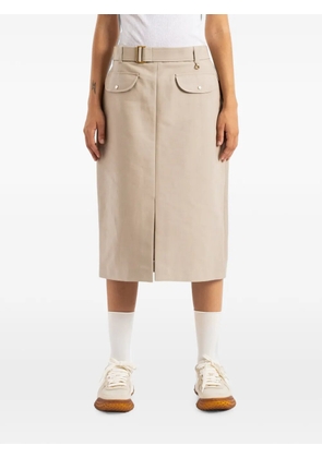Moncler belted knee-length cotton skirt - Neutrals