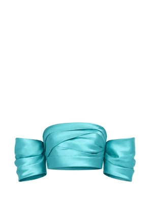 Gemy Maalouf strapless draped-sleeve blouse - Blue