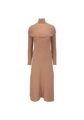 Isaia ribbed-knit cape-overlay midi dress - Brown