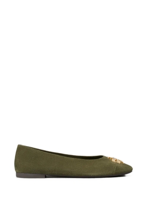 Tory Burch Charlie logo-plaque ballet flats - Green