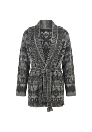 Alanui Time To Shine jacquard fringe-trim cardigan - Grey