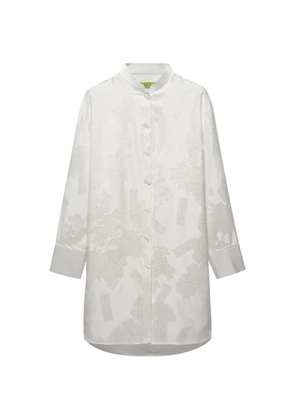 Shanghai Tang jacquard-patterned shirt dress - White