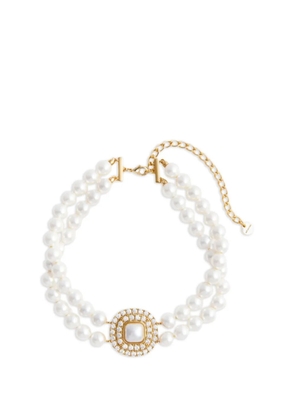Self-Portrait crystal-embellished faux-pearl choker - Gold