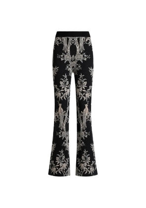 ETRO fit-and-flare wool-blend jacquard trousers with placed nature motif - Black