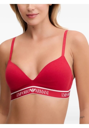 Emporio Armani logo-tape triangle bra - Red