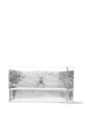 Patrizia Pepe metallic-effect leather clutch bag - Silver