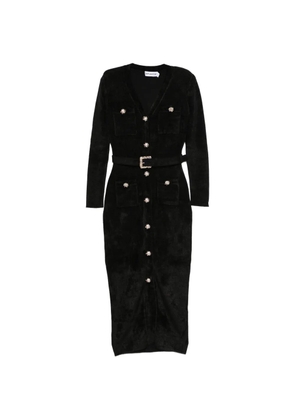 Self-Portrait belted button-down midi dress - Black