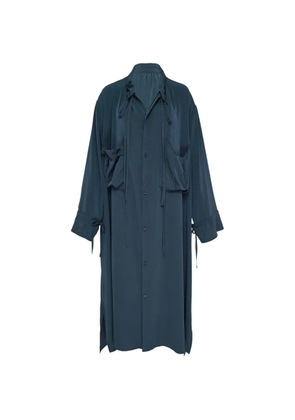 Y's draped back-slit midi dress - Blue
