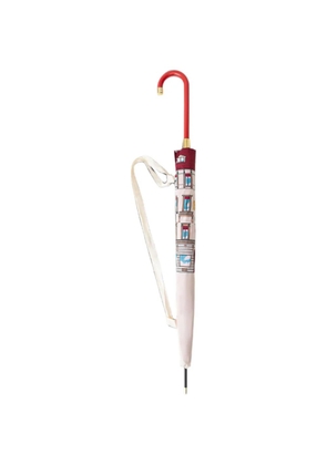 Moschino building-print curved-handle umbrella - Red