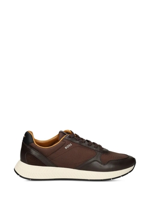 BOSS leather-trim panelled sneakers - Brown