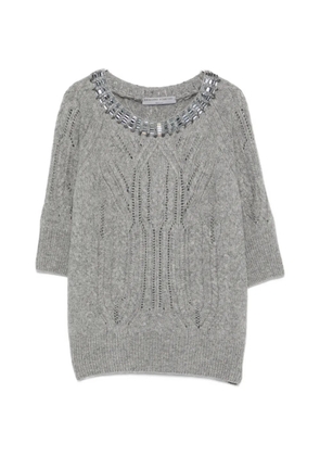Ermanno Scervino crystal-embellished cable-knit cashmere sweater - Grey