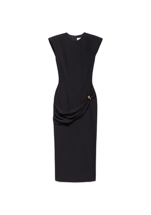 Aniye By draped padded-shoulder midi dress - Black