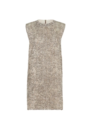 Brunello Cucinelli Dazzling craquelé embroidery dress in mohair and wool - Neutrals