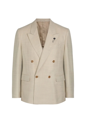 Lardini double-breasted herringbone blazer - Neutrals
