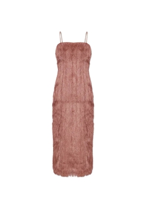 Balmain fringe-detailing spaghetti-strap dress - Pink