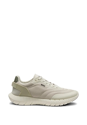 BOSS mesh-panelled leather-trim sneakers - Neutrals