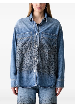 LIU JO rhinestone-embellished leopard-print shirt - Blue