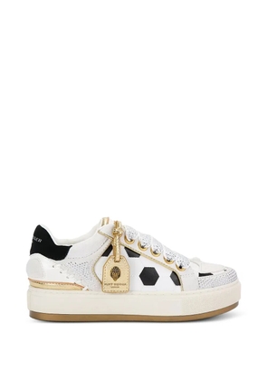 Kurt Geiger London crystal-embellished leather sneakers - White