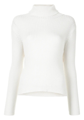 Y's roll-neck ribbed-knit jumper - White