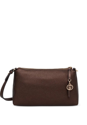 LIU JO pebbled logo-charm shoulder bag - Brown