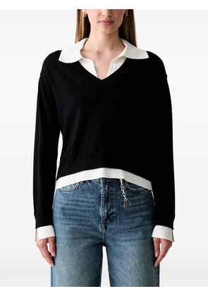 LIU JO layered-effect V-neck sweater - Black
