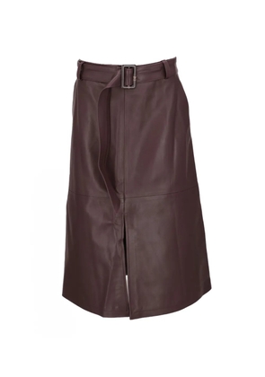 Isaia belted front-slit A-line midi skirt - Red