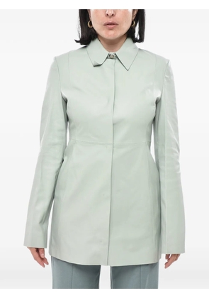 Off-White long-sleeve leather shirt - Green
