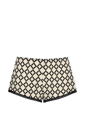 Laura Urbinati geometric-print lace-trim culottes - Neutrals