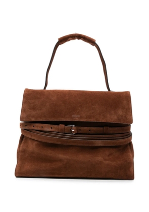 Moschino belt-detail suede tote bag - Brown