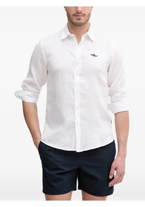 Aeronautica Militare logo-embroidered linen shirt - White